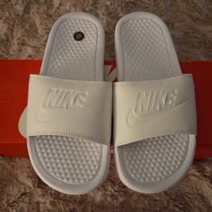 Nike White Slide Sandals